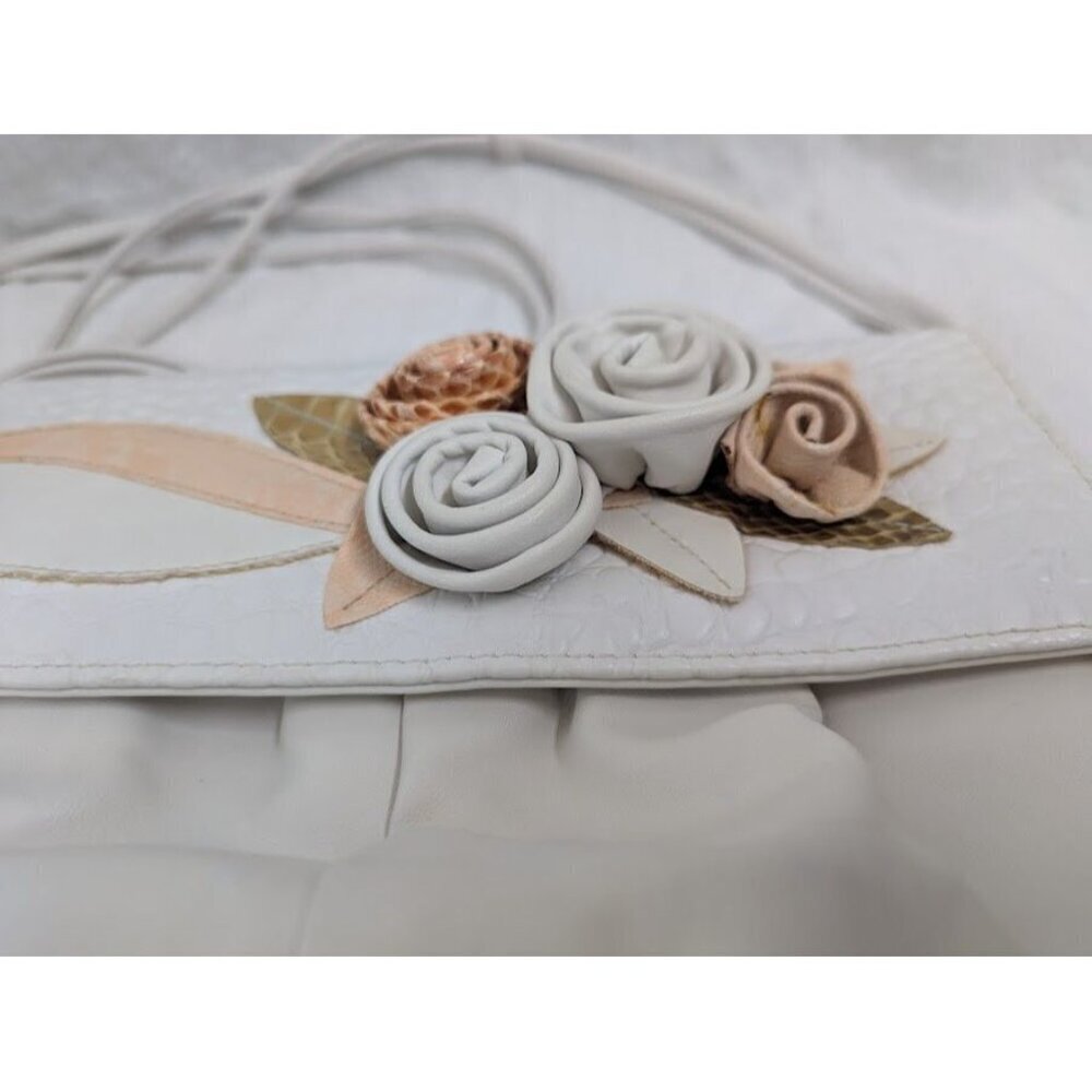 2 bags by Sylvia Cee vintage 1980s floral purse, white peach pink 44" strap P6 - Picture 11 of 12